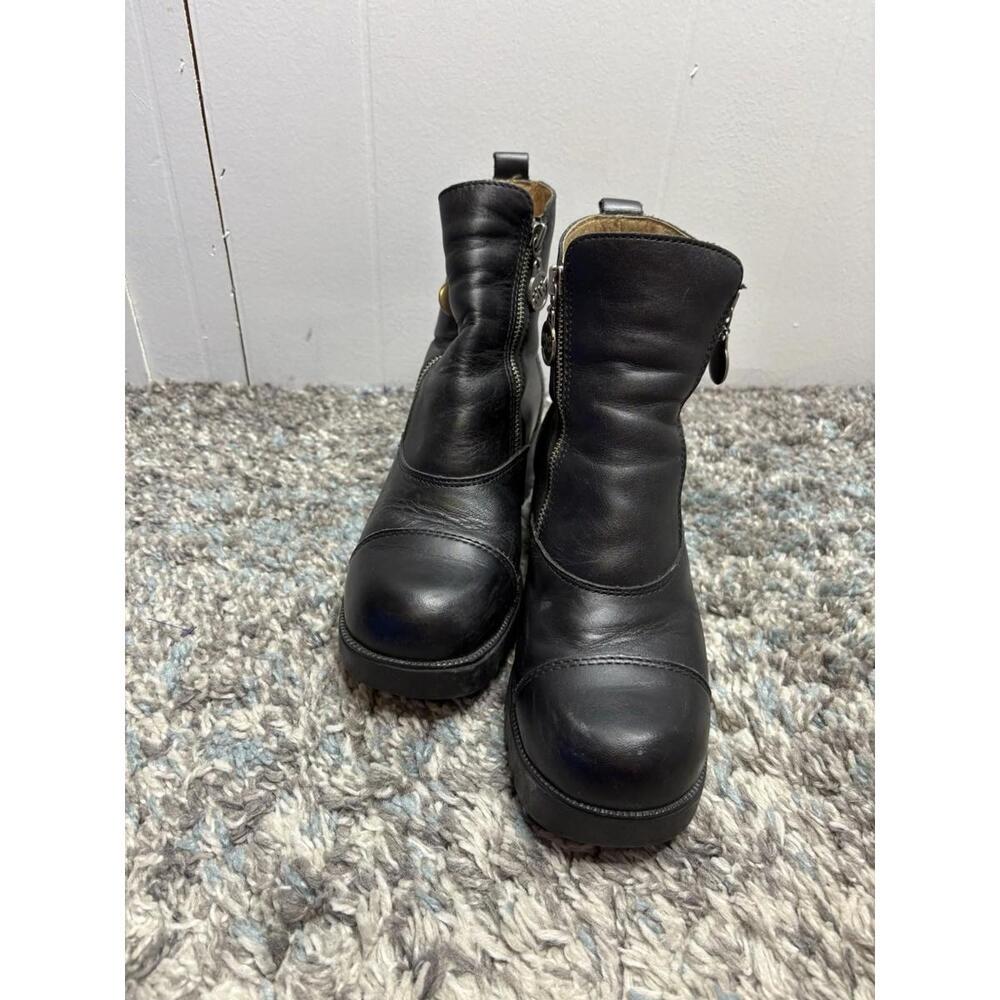 Double H Boots Womens 9 Combat Double Zip Chunky Biker Motorcycle Goth Edgy - Picture 5 of 10